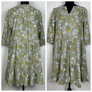 CYNTHIA‎ ROWLEY Mint Green Floral Linen/Rayon Dress